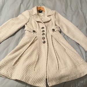 Juniors Cream Dress Coat